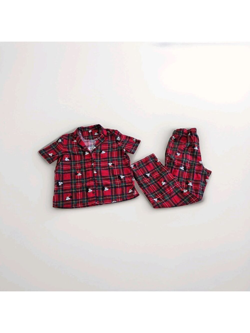 ​Old Navy Disney Minnie Mickey Mouse Pajama Set M Plaid Flannel Lounging Cottage